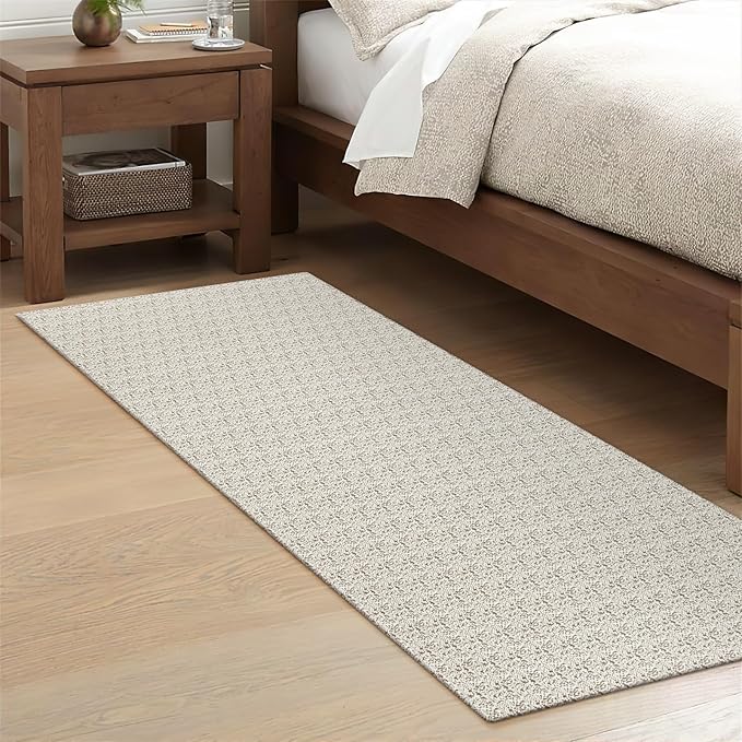 Collive Boho Kitchen Runner Rugs 2x4.3 Washable Bathroom Rug Runner Non Slip Indoor Doormat Tan Cotton Woven Front Door Rug Carpet Runner Rugs for Front Porch Entrance Entryway