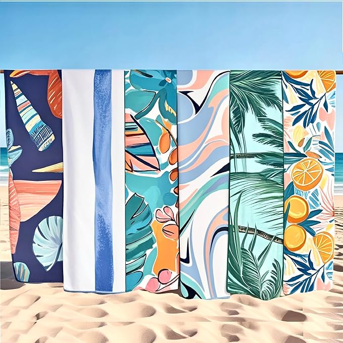 Microfiber Waffle Beach Towels,Ultra Soft and Sand Free Beach Essentials,High Absorbent Pool Towels,Quick Dry Light Weight Oversized Large Towels for Travel Camping Beach Accessories