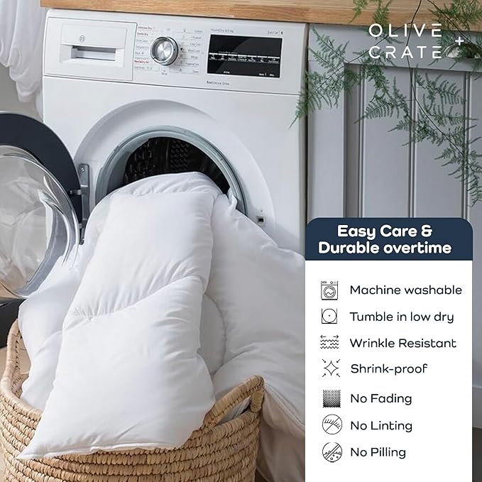 Olive + Crate Cooling Down Alternative Comforter - Hypoallergenic King Size Duvet Insert Lightweight - All Seasons Plush Design Bamboo Comforter - 100% Bamboo Viscose Outer Cover - White 102"x90"