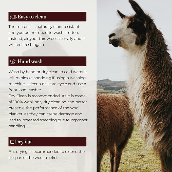 Alpaca Wool Blanket 50% Alpaca 50% Sheep Wool Blend, Ultra-Soft Heavy Wool Bed Blanket for Winter Year-Round Use, Twin Size 62''x 82'' Warm Natural Fiber Washable Wool Throw