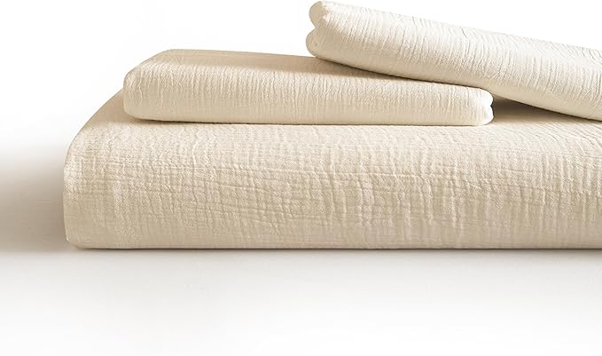 SE SOFTEXLY Muslin Duvet Cover Queen Size, 100% Washed Cotton Duvet Cover Set, Ultra Soft Comforter Cover Linen Like, 3 Pieces Minimalist Gauze Duvet Cover with 2 Pillowcases, 90"x90", Off-White