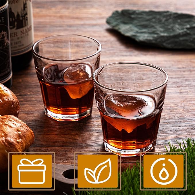 LemonRoad 24 Pcs Rock Bar Stackable Beverage Glasses Dishwasher Safe Drinking Glasses Glass Water Tumblers for Whiskey, Soda, Juice, Milk, Beer, Spirits Daily Use