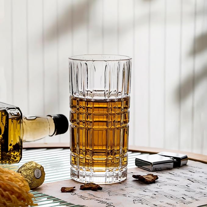 Highball Glasses Set of 6, Tall Beverage Glasses Collins for Water, Juice, Cocktails, Beer, Soda, Wine (14 OZ)
