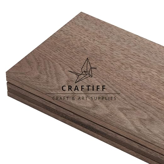 Walnut Wood Sheets Thin Lumber, Black Dark Unfinished Board for Crafts - Pack of 5 by Craftiff