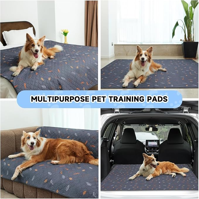 Sunheir Washable Pee Pads for Dogs Large 24" x 72" 2-Pack Reusable Puppy Pads Pet Training Pads, Absorb Dog Mats, Whelping Pad, Non-Slip Protects Against Urine Leakage, Runner Rug (Leaves - Green)