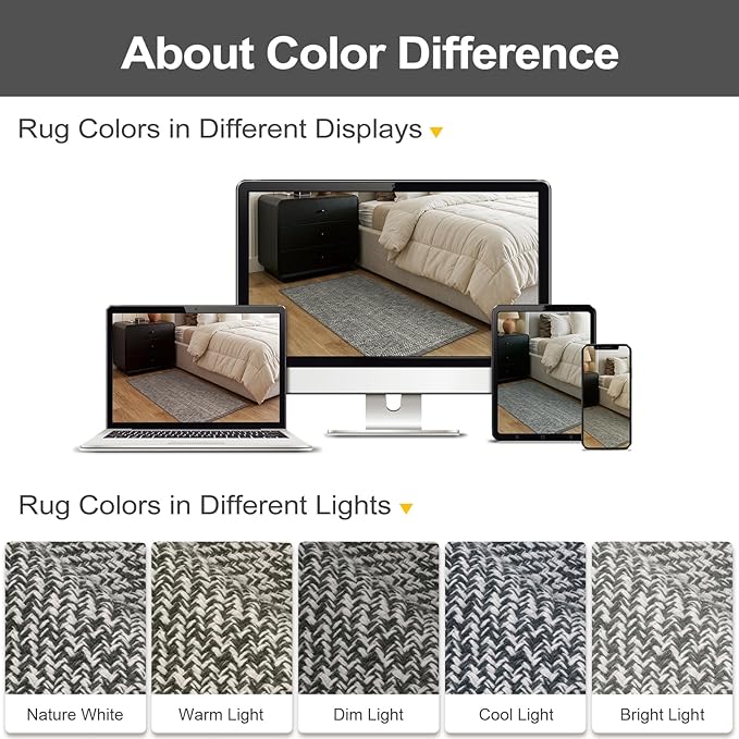LEEVAN Washable Grey Entryway Rug 3x5, Cotton Woven Kitchen Living Room Rugs, Modern Indoor Door Mat, Farmhouse Laundry Room Rugs Reversible Throw Carpet for Nursery Playroom Entry Bathroom Bedroom