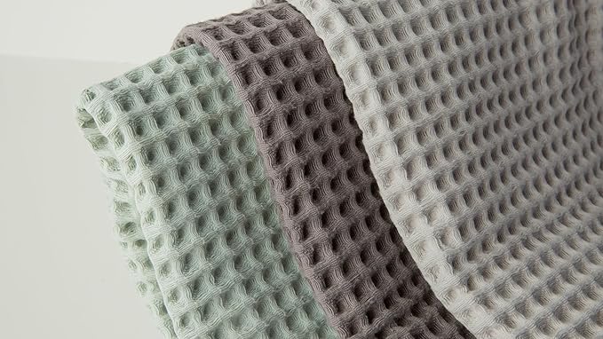 Waffle Cotton Bath Towels-100% Turkish Cotton, Quick Dry, Ultra Soft, Premium Absorbent, Weave Design, Fast Drying-2 Pieces Bath Towel Set (1 Large Bath Towel and 1 Hand Towel) (Anthracite)