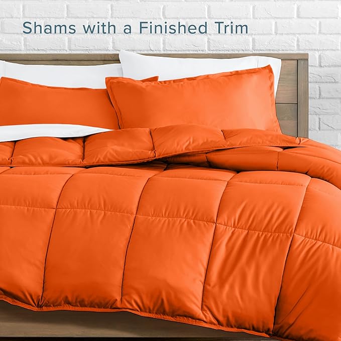Bare Home Comforter Set - Queen Size - Ultra-Soft - Goose Down Alternative - Premium 1800 Series - All Season Warmth (Queen, Orange)
