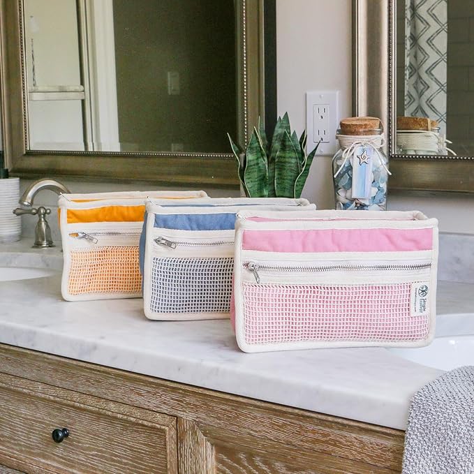 Simple Ecology Organic Cotton Canvas Padded Toiletry, Cosmetic, Travel Bag - Natural