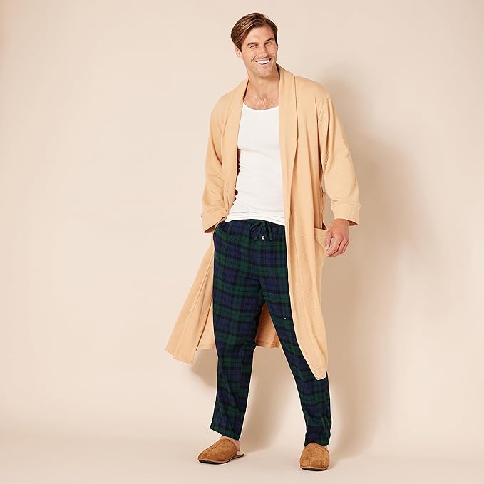 Amazon Essentials Men's Lightweight Cotton Waffle Bathrobe (Available in Big & Tall)