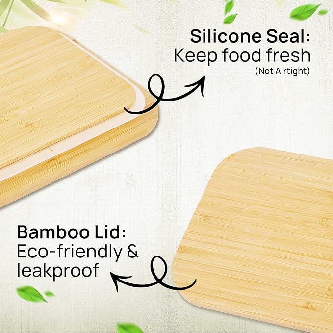 Vtopmart 4 Pack Glass Containers and 5 Pack Glass Mixing Bowls with Bamboo Lids