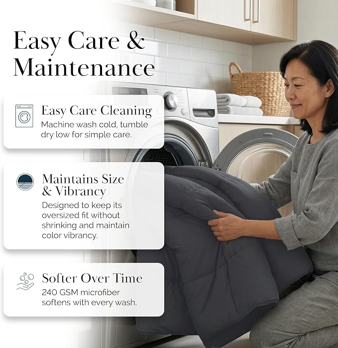 Southshore Fine Living, Inc. Hotel Quality Dorm Room Bedding Twin XL Comforter, Soft and Cozy Twin XL Bedding, Machine Washable Down Alternative Comforter, Dorm Room Comforters, Slate Grey Comforters