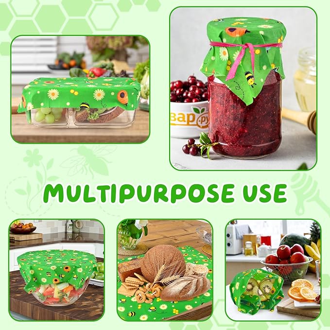 Beeswax Food Wraps 2 Roll 13 x 39 Inch Reusable Beeswax Wraps Eco-Friendly Sustainable Food Storage Wraps for Sandwich, Cheese, Fruit, Bread, Snacks
