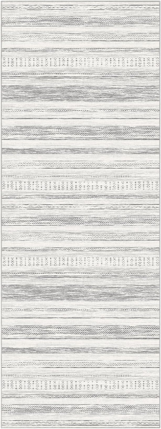 Tortania Area Rug 3x10 Runner Rugs - Washable Soft Neutral Boho Moroccan Farmhouse Rug Indoor Floor Carpet for Living Room Bedroom Kitchen Entryway Under Dining Table Home Office Decor - Light Grey