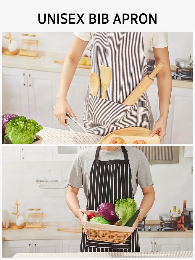 Syntus Apron for Men Women, Adjustable Cooking Kitchen Chef Aprons with 2 Pockets