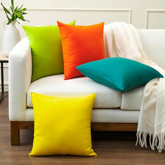 Encasa XO Throw Pillow Covers 24x24 in Set of 2 Orange | No Inserts | Cotton Pillow Covers for Living Room, Bed, Sofa, Couch | Decorative Cushion Covers with Improved Zipper