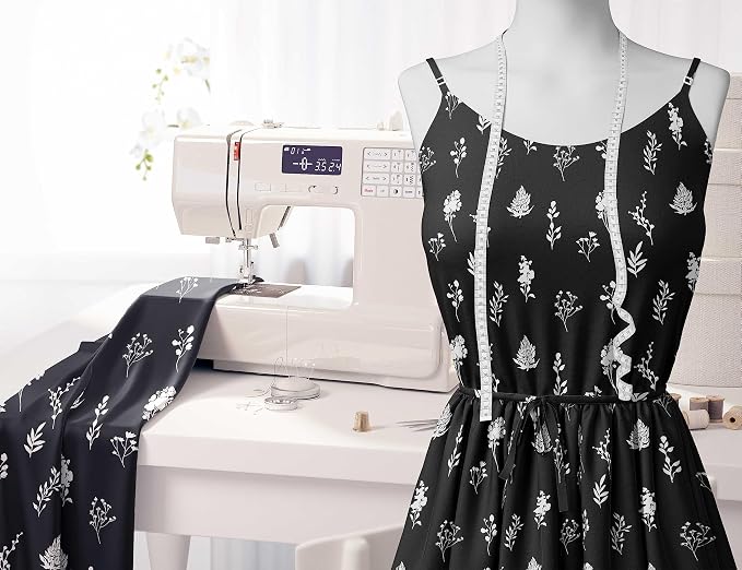 Soimoi Luxurious 58" Wide Black - Floral Printed, Cotton Jersey Fabric - Perfect Material for Clothing, Home Decor, Craft Projects, 1 Yard