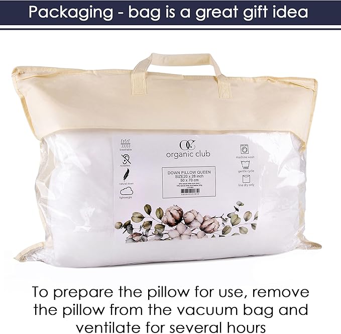 Wool Pillow – 100% Cotton Cover, Breathable & Temperature Regulating Bed Pillow, Natural Sheep Wool Fill, Hypoallergenic Sleeping Pillow (King (U.S. Standard), Medium, Duck Down)