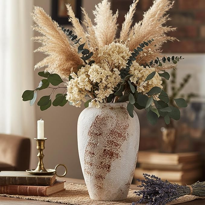 Large Ceramic Vase, 11.8 Inch Minimalist Decorative Farmhouse Vase for Home Decor, Living Room, Shelf Decor, Entryway, Wedding, Table Decoration