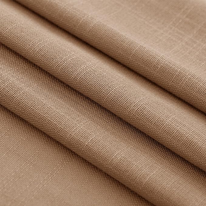 Brown Curtains for Living Room Back Tab Modern Farmhouse Semi Sheer Brown Curtains 72 inches Long 2 Panels Set Muted Neutral Window Curtain for Dining Room Bedroom 52x72