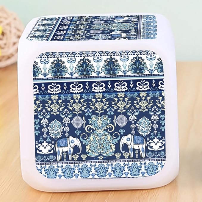 Digital Alarm Clock,Blue Elephants 7 Color Change LED Digital Alarm Clock with Date Thermometer for Toddlers,Girls and Boys