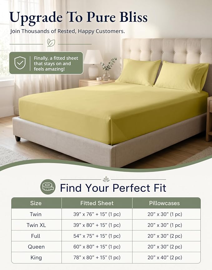 LANE LINEN Twin XL Fitted Sheet, 100% Organic Cotton 2-Piece Set (1 Fitted Sheet, 1 Pillowcase), Percale Weave, Bottom Sheet, Soft, Breathable, Fits Mattress Upto 15" Deep - Cocoon (No Flat Sheet)