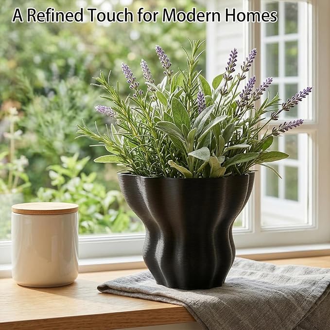Contemporary Black Ceramic Vase, Abstract Irregular Shape Sculptural Accent for Home Decor, Modern Artistic Centerpiece for Coffee Table or Bookshelf