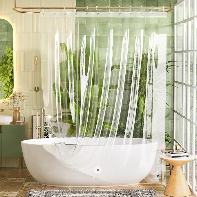 Bathway Shower Curtain Liner, Clear Shower Curtain Liner 72x84 PEVA Waterproof Extra Long Shower Curtain Liner Tall with 3 Magnets and 12 Rustproof Grommets, 84 Inch Shower Liner Bathroom