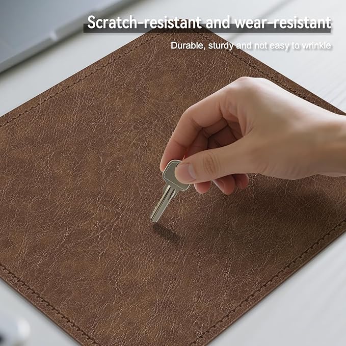 Imitation Crazy Horse Leather Desk Mat - Waterproof Desk Pad - Ideal for Large Mouse Pad and Desk Mats on Top of Desks (Brown+Brown, 11"*8")