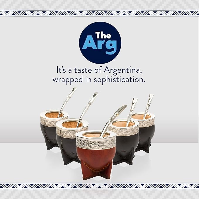 Yerba Mate Gourd Set with Stainless Steel Straw | Handmade Leather Yerba Mate Cup and Bombilla Set from Argentina - Beach Essentials - Idea for Gifts | Travel Cup Mate