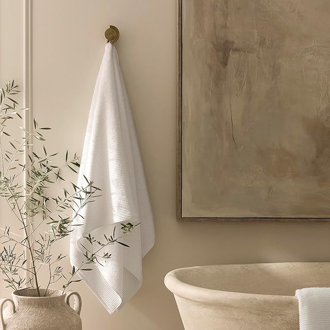 BOLL & BRANCH Turkish Ribbed Bath Towel - White - 100% Organic Turkish Cotton - Soft Absorbent Quick Dry Luxury Spa Bath Towel with Ribbed Texture - Durable Sustainable Comfort