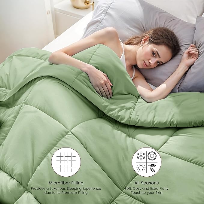 LUX Décor King Comforter – 102x90 Ultra-Soft Down Alternative Duvet Insert with Corner Tabs & Box Stitching, Hotel Quality Plush Hypoallergenic Microfiber, Oeko-TEX Certified – Sage