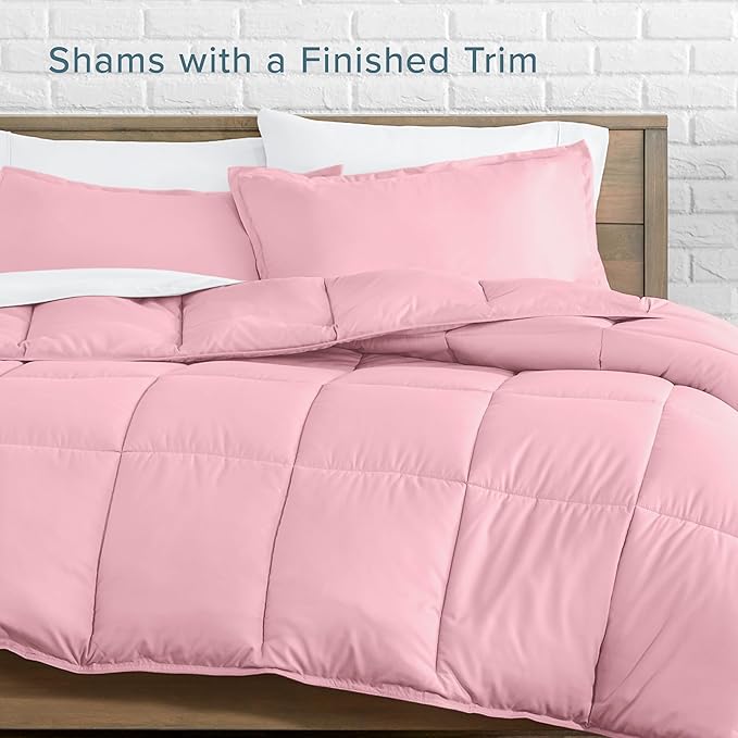 Bare Home Comforter Set - Full Size - Ultra-Soft - Goose Down Alternative - Premium 1800 Series - All Season Warmth (Full, Light Pink)