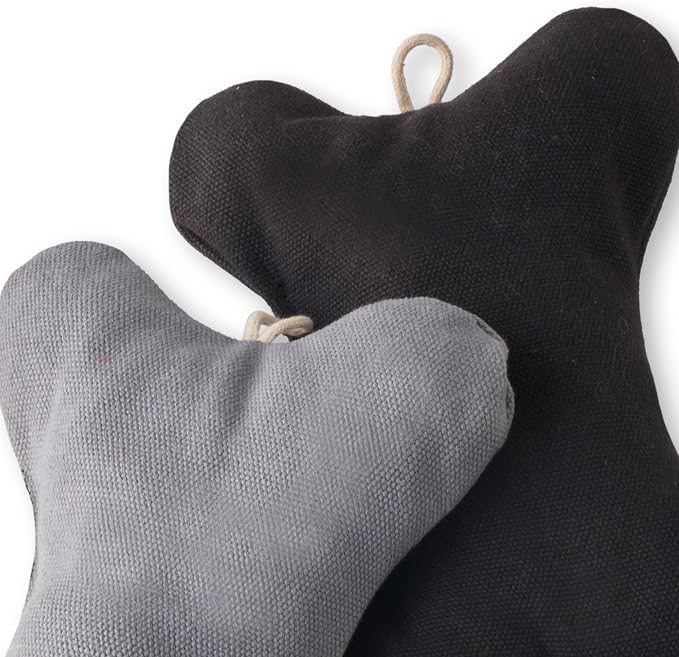 Pet Passion 2-Pack Stuffed Bones Dog Toys Durable Cotton Canvas with Coconut Fill for All Pet Breeds, Gray Ombre, One Size