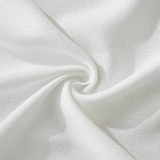 NICETOWN Linen Blended Curtains 63 Inch for Bedroom, Light Filtering Semi Sheer Burlap Curtains Farmhouse Grommet Privacy Window Drapes for Living Room, 2 Panels (52 x 63 Inch, White)