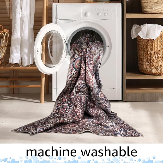 Keen Home Design 30"x120" Rug - Machine Washable Runner Rug with Non-Slip Backing, Ideal for Hallway, Entryway, Kitchen, Laundry Room - Vintage, Easy Clean, Durable, Low Pile - (2'6" x 10')