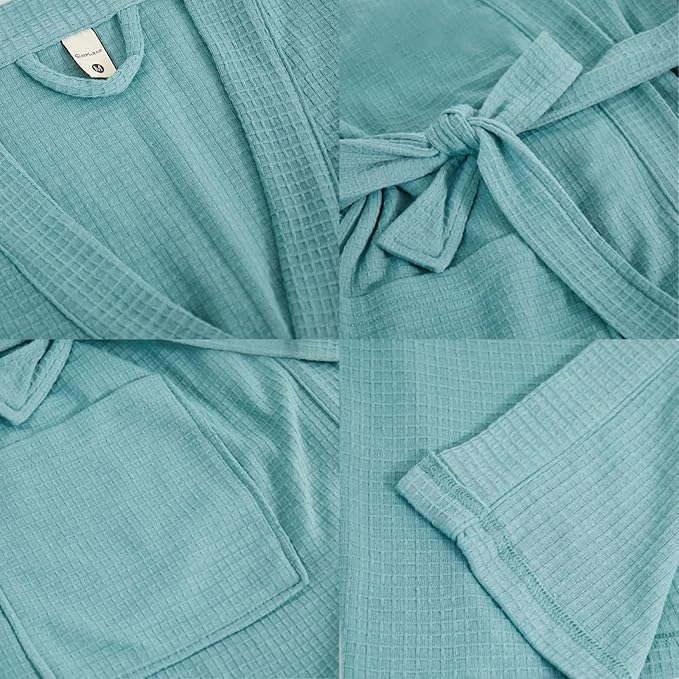 Women's Robes Luxury cotton Lightweight Summer Long Plus Size BathRobes for Women Soft Kimono Spa Knit Waffle Robes