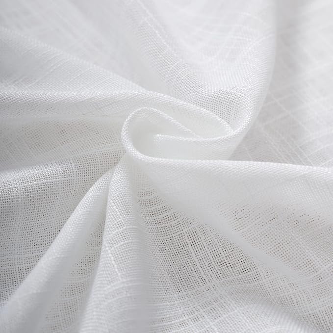 Semi Sheer Curtains- Light Filtering, Machine Washable Tab Top Drapes for Living Room Bedroom (White, 52" W x 96" L, Pack of 2)