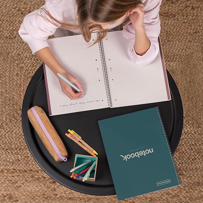 Miquelrius - Recycled Notebook A4-80 Sheets 80 g - Stripes 7 mm - 1 Color Strip - Recycled Cardboard Lid - Eco Marine Color