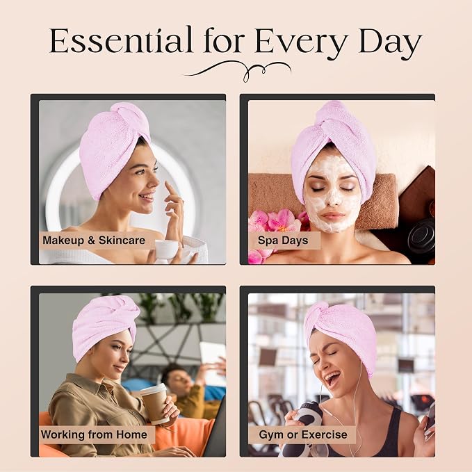 Lili&James 100% Cotton Hair Towel Wrap for Women & Kids β 420 GSM Quick Dry Hair Turban with Double Button Loop, Anti Frizz Non Microfiber Hair Drying Towel for Curly, Long & Thick Hair (Lilac)