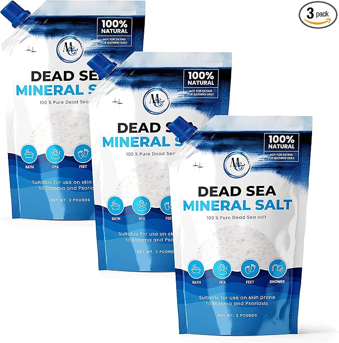 Dead Sea Bath Salt for Bath & Foot Soak, Unscented Fine Grain, 3lb - 3 Pack