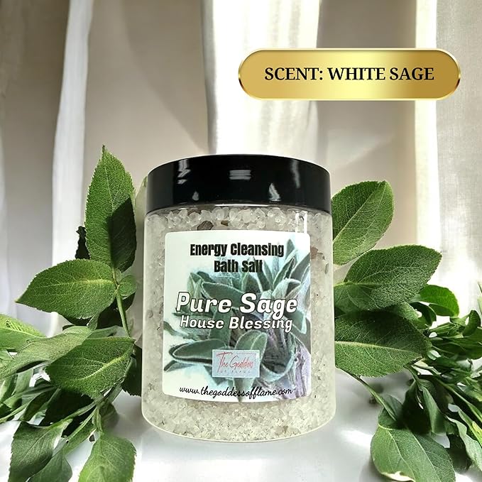 Pure Sage Bath Salts – Dead Sea Salt Bath Soak for Cleansing, Spiritual Rituals & Relaxation 12oz