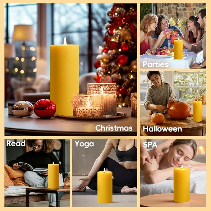 2.8x8in Beeswax Pillar Candles-2pcs,290 H Long Burning,Emergency Beeswax Candles,Non Toxic Natural Bees Wax Candles for Home