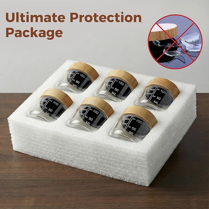 HomArtist 3oz Glass Salad Dressing Containers with Bamboo Lids - 4 Pack Small Airtight Condiment Cups, Mini Sauce Jars for Picnic, Ketchup, Dip & Snacks, Leakproof, BPA-Free & Dishwasher Safe