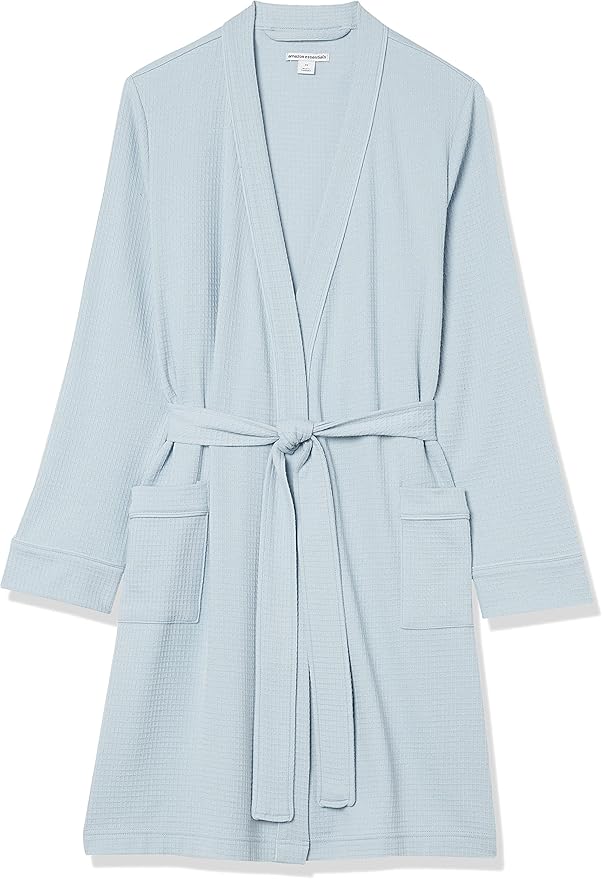 Amazon Essentials Women's Lightweight Waffle Full-Length Bath Robe with Pockets (Available in Plus Size)