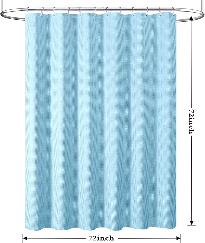 Tititex Solid Sky Blue Cloth Fabric Shower Curtain Liner with 2 Magnets - Texture Soft Hotel Quality Waterproof Shower Liner, Light-Weight & Machine Washable 72x72 inch
