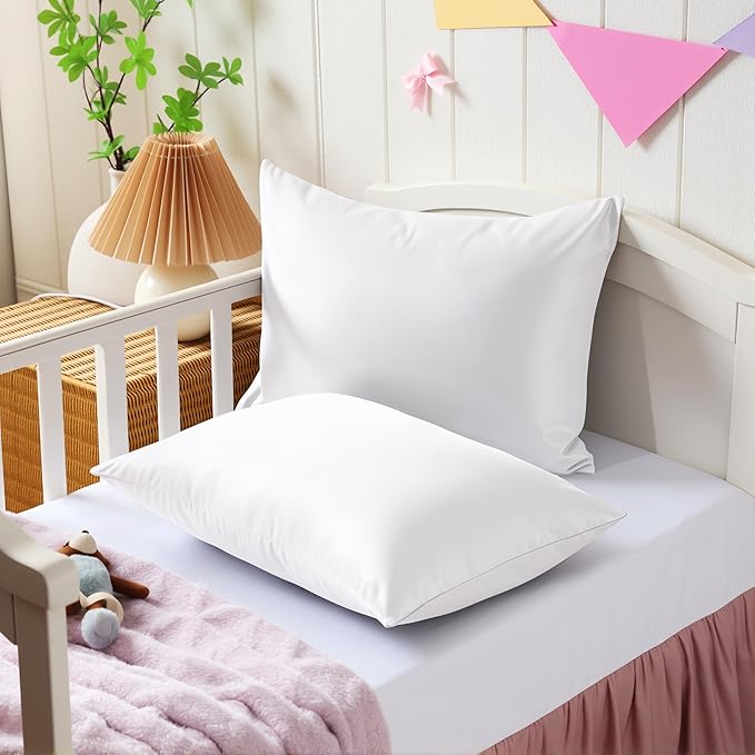 4 Pack Cooling Toddler Pillow Cases,Viscose Derived from Bamboo Small Pillow Protectors Set of 4, 400 Thread Count Soft Silky Breathable Summer Pillow Cover with Zipper Hidden (4PCS, 13‘’x18‘’,White)