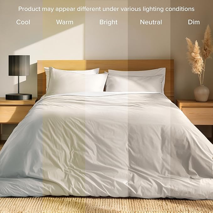 Bare Home 100% Organic Cotton Queen Duvet Cover Set - Crisp Percale Weave - Lightweight & Breathable - Cooling Duvet Cover Set (Queen, French Beige)