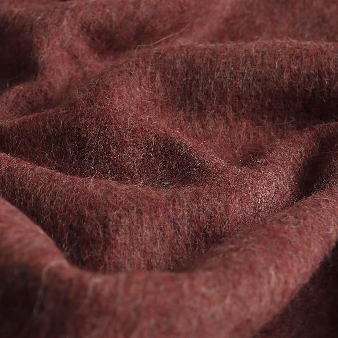 Superfine Alpaca Wool Throw Blanket - Lightweight Alpaca Merino Wool Throw Blankets | Soft Peruvian Alpaca Blanket Wool Blanket Solid Color 72" x 60" (Soft Wine 2)