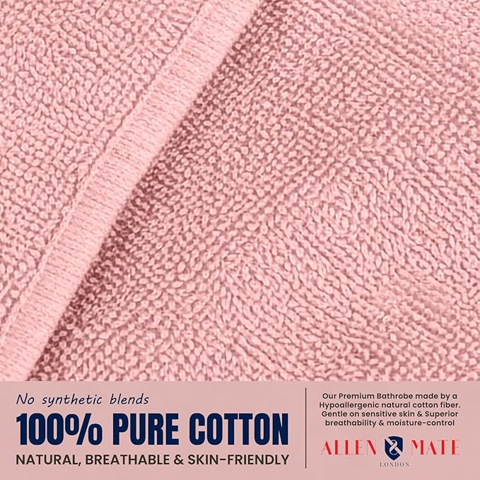 ALLEN & MATE 100% Cotton Women's Short Robe Dual Fabric Waffle Outside & Terry Towel Inside Kimono Bathrobe Medium Weight